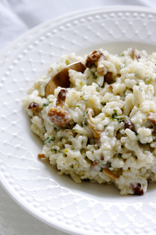 Risotto z kurkami, kozim serem