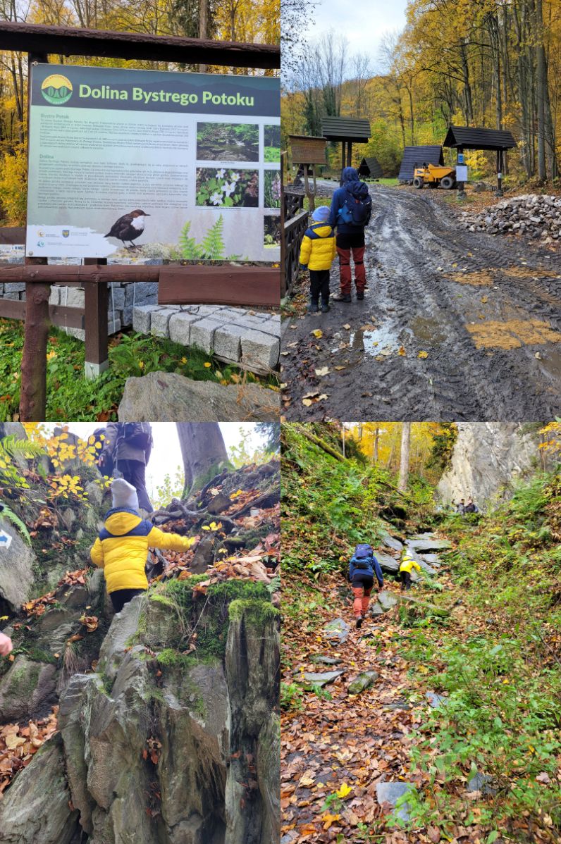 Wejście na Biskupią Kopę od parkingu w Pokrzywnej
