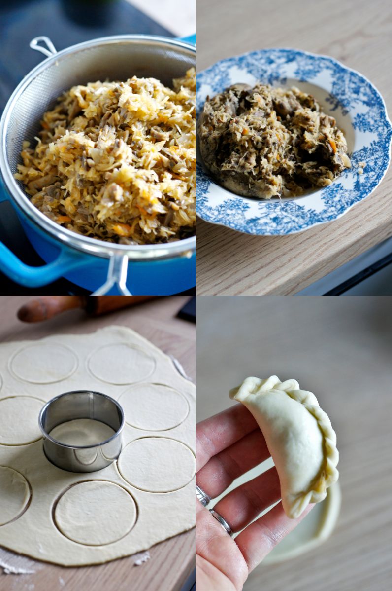 Pierogi z kapustą kiszoną i smażonymi pieczarkami