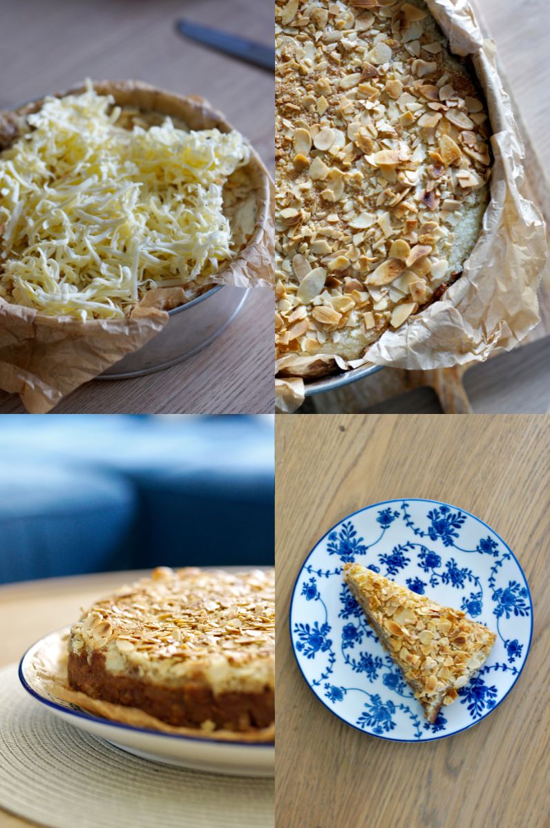 Szarlotka sypana z dodatkiem prażonych migdałów